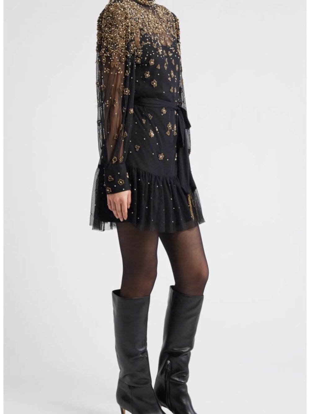 Farm Rio "Embroidered Tulle Overlay" Black Mini Dress Large 10-12  NWTs $398 - Picture 5 of 8